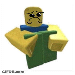 A Yellow And Green Roblox Character With A Crying Face Is Holding A Gun . GIF