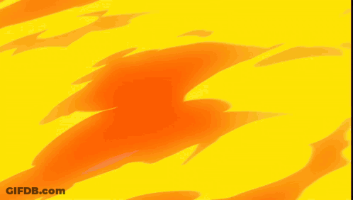 A Yellow And Orange Background With A Swirl Of Flames Coming Out Of It GIF