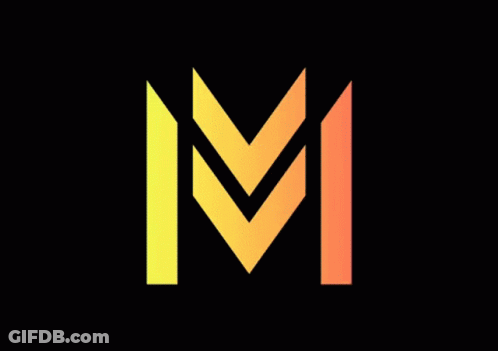 A Yellow And Orange Letter M Is On A Black Background GIF