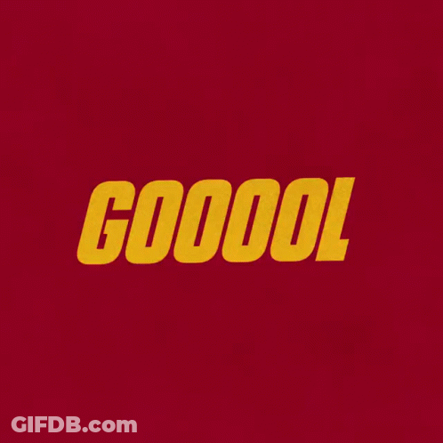 A Yellow And Red Sign That Says Goaal Goool Goaal GIF