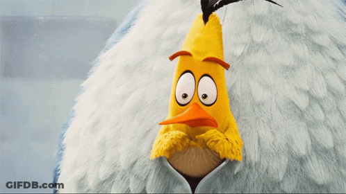 A Yellow Angry Bird With A Big Orange Beak GIF