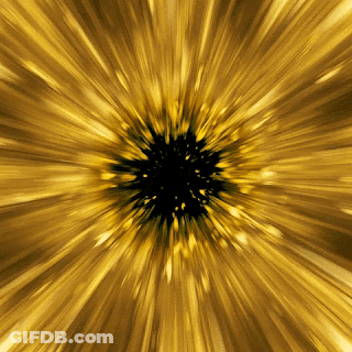 A Yellow Background With A Black Center That Looks Like A Flower GIF
