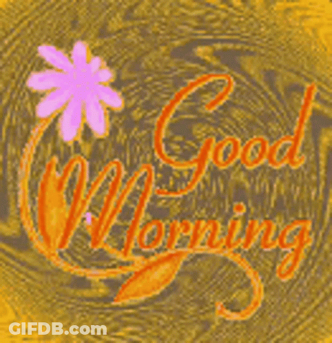 A Yellow Background With A Flower And The Words Good Morning GIF