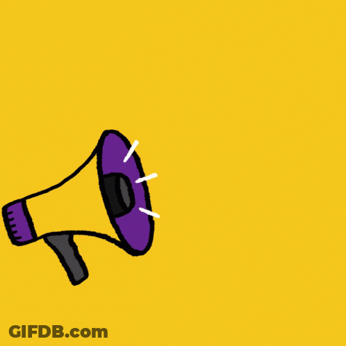 A Yellow Background With A Purple Megaphone And The Words Go Vote Minnesota On It GIF