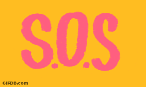 A Yellow Background With Pink Letters That Spell Out The Word Sos GIF