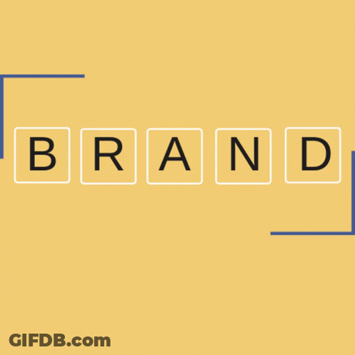 A Yellow Background With The Word Brand Written In Squares GIF