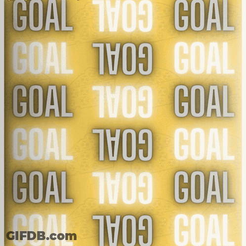 A Yellow Background With The Word Goal In White GIF