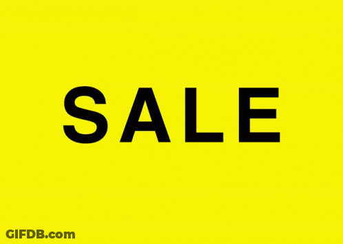 A Yellow Background With The Word Sale In Black GIF