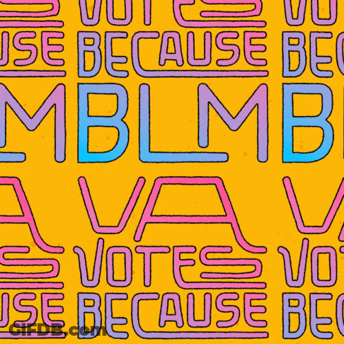 A Yellow Background With The Words " Vote Because Be " Written On It GIF
