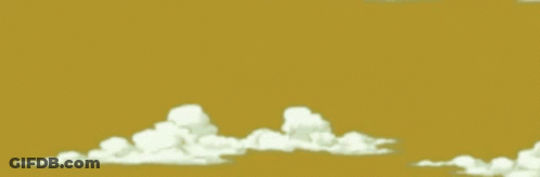 A Yellow Background With White Clouds In The Sky GIF