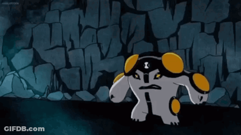 A Yellow Ball With A Black Stripe On It Is Floating In The Air In Front Of A Brick Wall . GIF