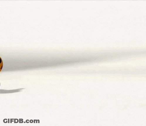 A Yellow Blue And Purple Toy Caterpillar With Wheels And Red Antennas GIF