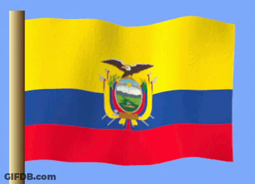 A Yellow Blue And Red Flag With An Eagle In The Center GIF