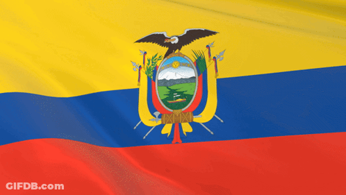 A Yellow Blue And Red Flag With An Eagle On The Top GIF