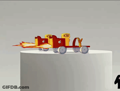 A Yellow Can Of Acme Tinta Invisivel Sits On A White Pedestal GIF