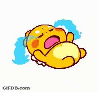 A Yellow Cartoon Bear Is Crying With Tears Coming Out Of Its Eyes . GIF