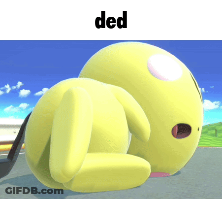 A Yellow Cartoon Character With The Word Ded On Top Of It GIF