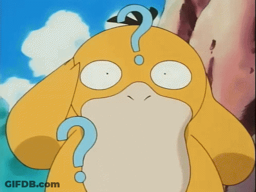 A Yellow Cartoon Duck With A Question Mark On Its Head . GIF