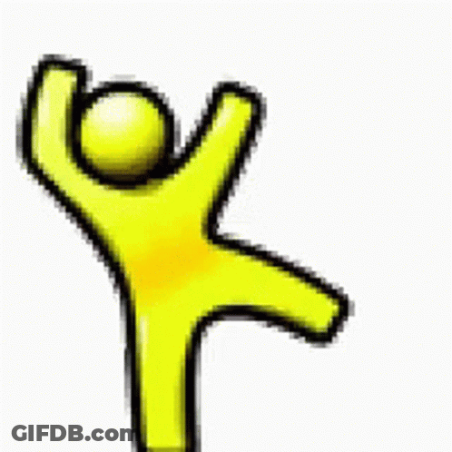 Yellow Cartoon Figure With Arms Up GIF