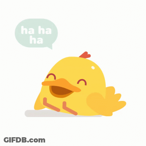 A Yellow Chicken With A Speech Bubble That Says " Ha Ha Ha " GIF