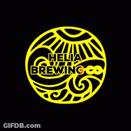 A Yellow Circle With The Words Brewing Co On It GIF