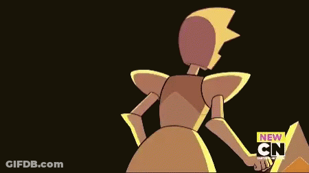 A Yellow Diamond From Steven Universe Is Being Attacked By A Lightning Bolt In A Cartoon . GIF