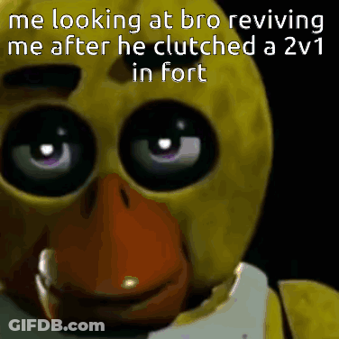 A Yellow Duck With Purple Eyes And A Red Beak Is Looking At The Camera GIF