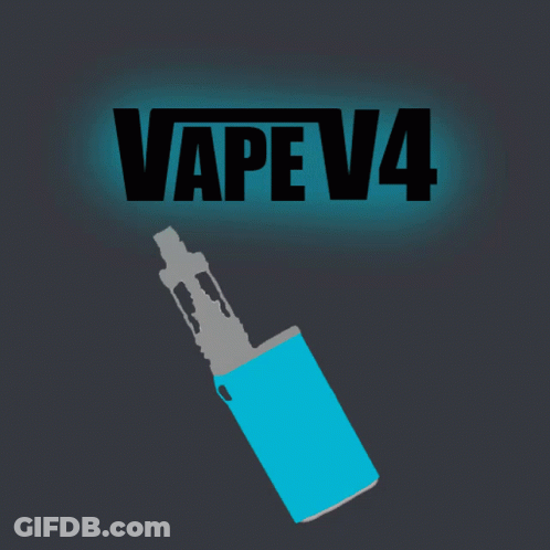 A Yellow Electronic Cigarette With Vape V4 Written On It GIF