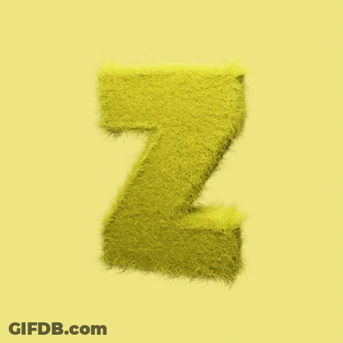 A Yellow Furry Letter Z Is On A Yellow Background GIF