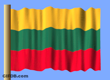 A Yellow Green And Red Flag Is Waving In The Wind Against A Blue Sky GIF
