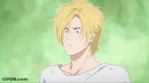 A Yellow Haired Anime Character With A White Shirt And A Green Background GIF