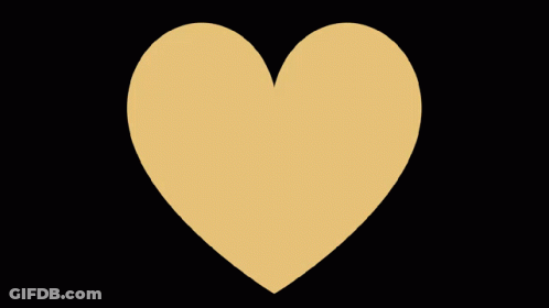 A Yellow Heart On A Black Background With A Shadow GIF