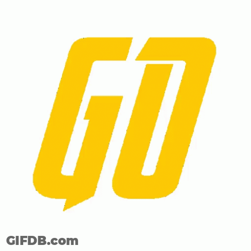 A Yellow Logo That Says Go On It GIF