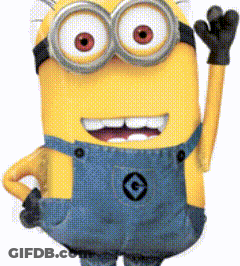 Yellow Minion Waving Hand In Blue Overalls GIF