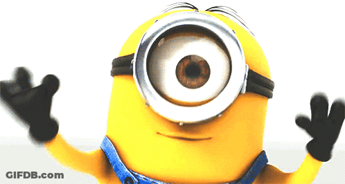 Big-Eyed Minion Waving Hands GIF