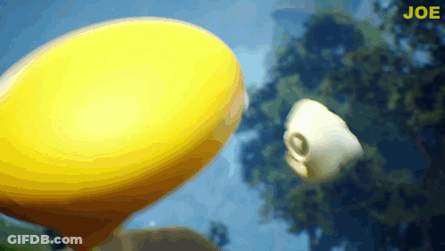 A Yellow Object Is Being Thrown In The Air With The Word Joe In The Corner GIF