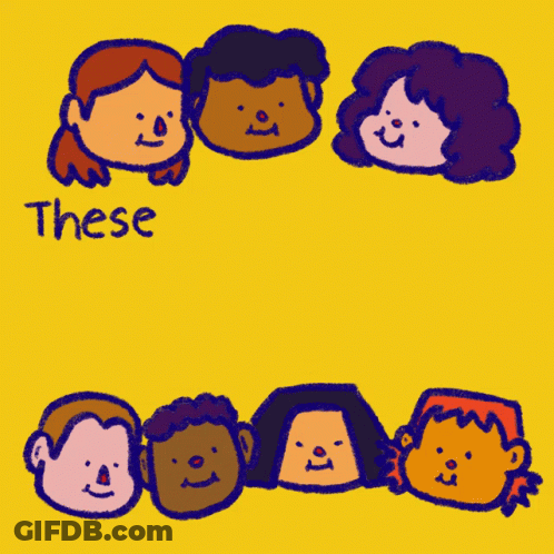 A Yellow Poster With Cartoon Faces And The Words These Aren 'T Someone Else 'S Children GIF