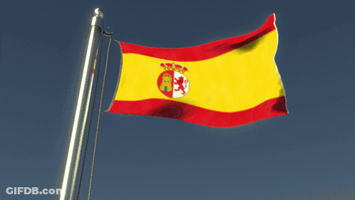 A Yellow Red And White Flag With A Coat Of Arms On It GIF