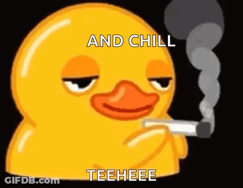 A Yellow Rubber Duck Is Smoking A Cigarette . GIF