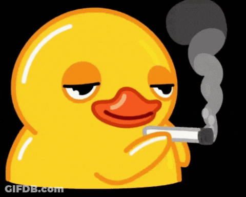 A Yellow Rubber Duck Is Smoking A Cigarette GIF