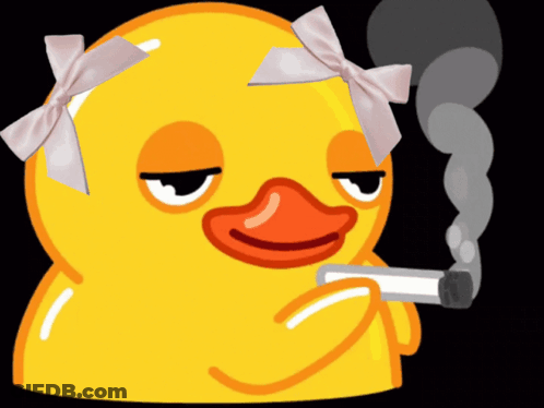 A Yellow Rubber Duck With A Bandage On Its Head Is Smoking A Cigarette GIF