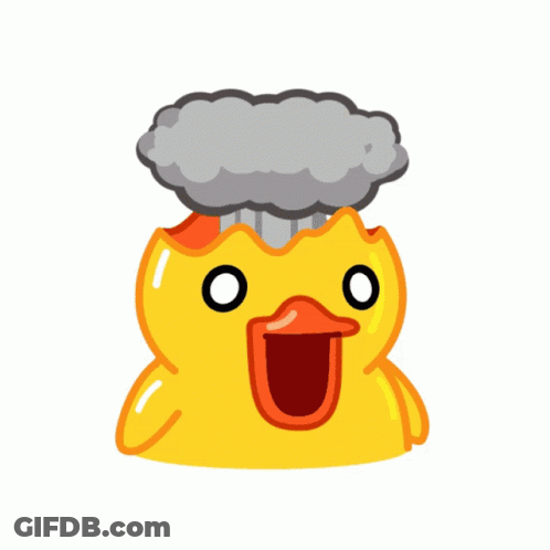 A Yellow Rubber Duck With Smoke Coming Out Of Its Mouth GIF