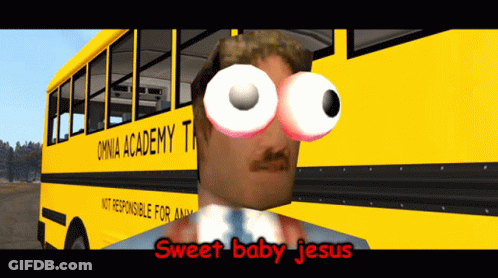 A Yellow School Bus That Says Omnia Academy Tn On The Side GIF