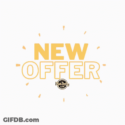 A Yellow Sign That Says New Offer GIF