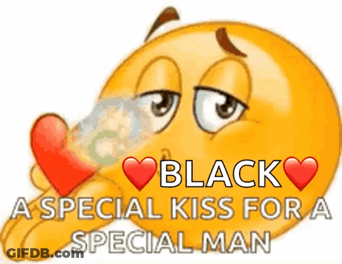 A Yellow Smiley Face Holding A Red Heart With The Words Black A Special Kiss For A Special Man GIF