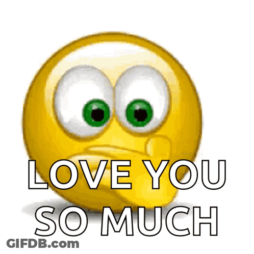 A Yellow Smiley Face Holding A Red Heart With The Words Love You So Much Below It GIF