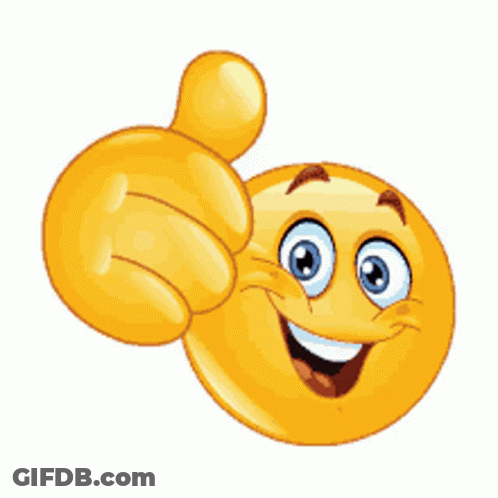 A Yellow Smiley Face Is Giving A Thumbs Up Sign GIF