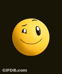 A Yellow Smiley Face Is Smiling And Looking At The Camera With A Black Background . GIF