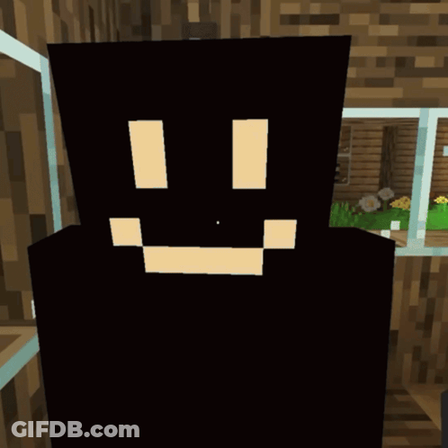 A Yellow Smiley Face Is Standing In Front Of A Minecraft Chest GIF