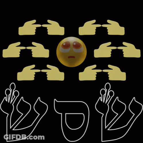 Yellow Smiley Surrounded By Pointing Hands GIF